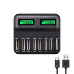 Caricabatterie USB 8 slot con display per batterie AA, AAA, C e D - immagine 3