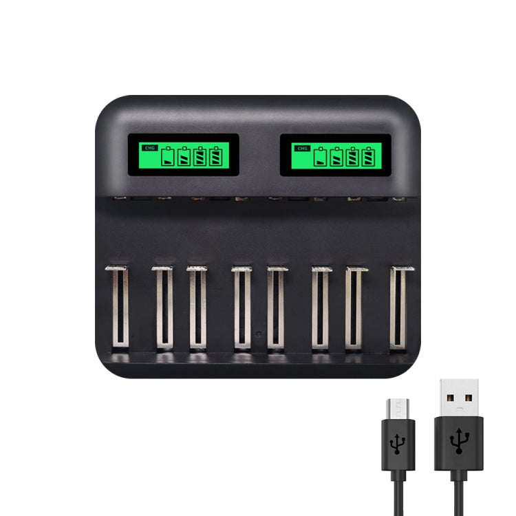 Caricabatterie USB 8 slot con display per batterie AA, AAA, C e D - immagine 3