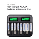 Caricabatterie USB 8 slot con display per batterie AA, AAA, C e D - immagine 5