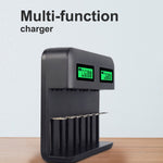 Caricabatterie USB 8 slot con display per batterie AA, AAA, C e D - immagine 6