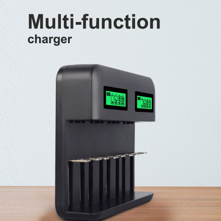 Caricabatterie USB 8 slot con display per batterie AA, AAA, C e D - immagine 6