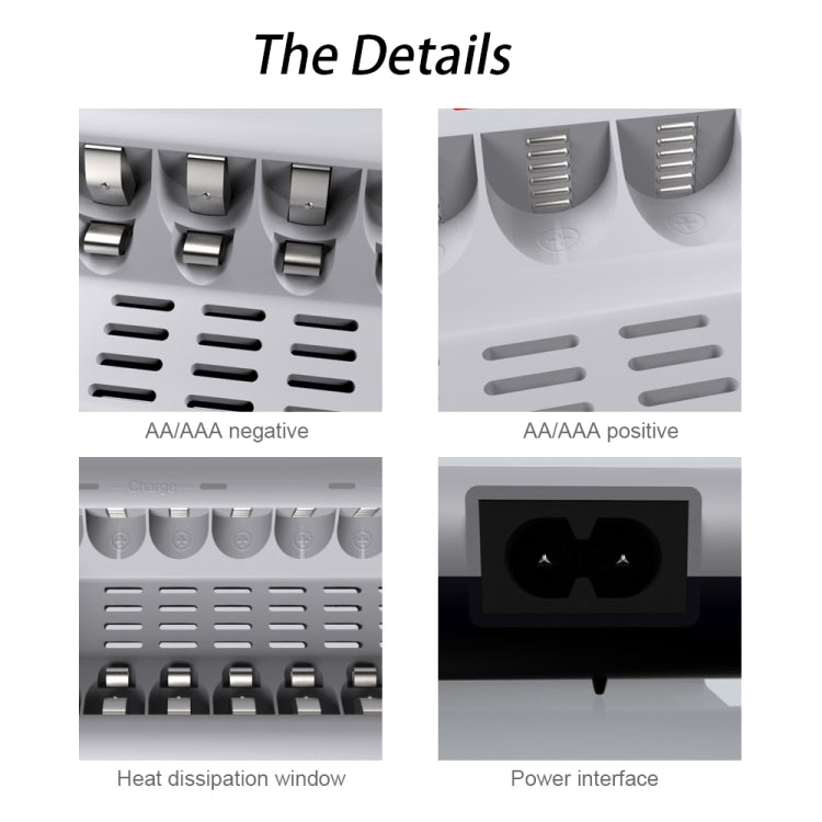 Caricabatterie 8 slot per batterie AA e AAA 100-240V