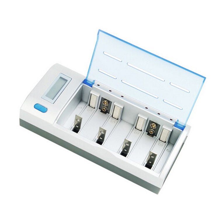Caricabatterie 4 slot per batterie AA, AAA, C, D e 9V con LCD - immagine 2
