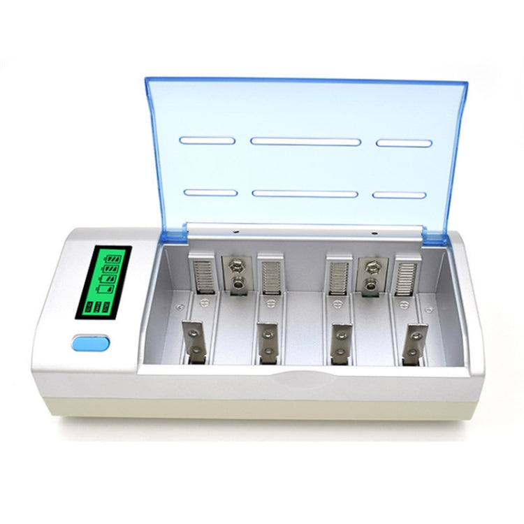 Caricabatterie 4 slot per batterie AA, AAA, C, D e 9V con LCD - immagine 3
