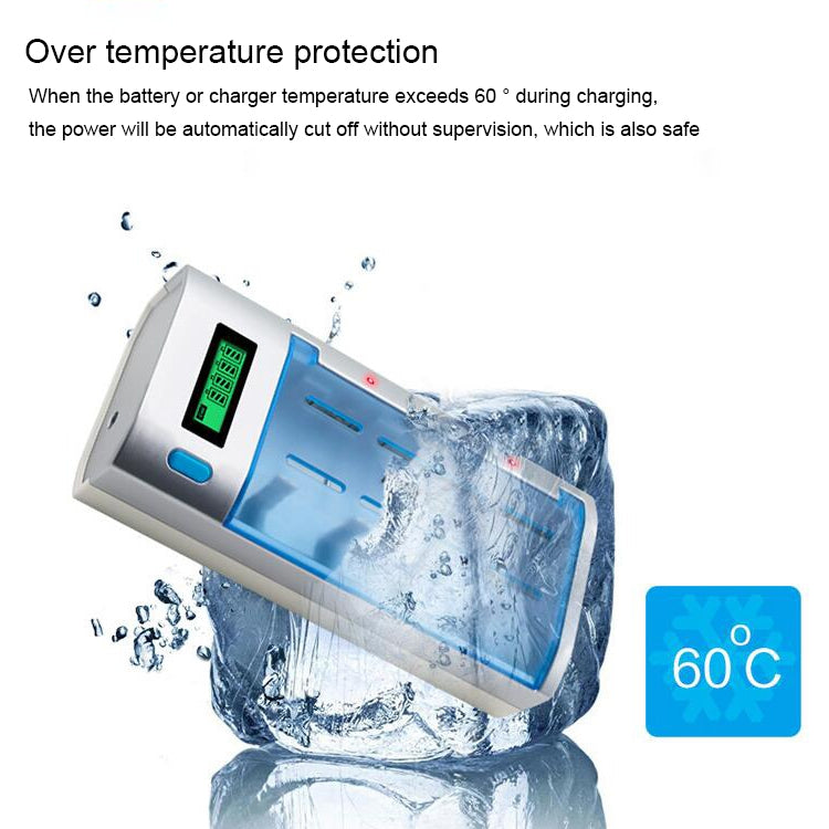 Caricabatterie 4 slot per batterie AA, AAA, C, D e 9V con LCD - immagine 7