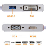 Hub 4 in 1 USB-C a VGA, DVI, HDMI e USB