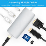 Hub USB-C 8 in 1 con HDMI, SD, TF, VGA e RJ45