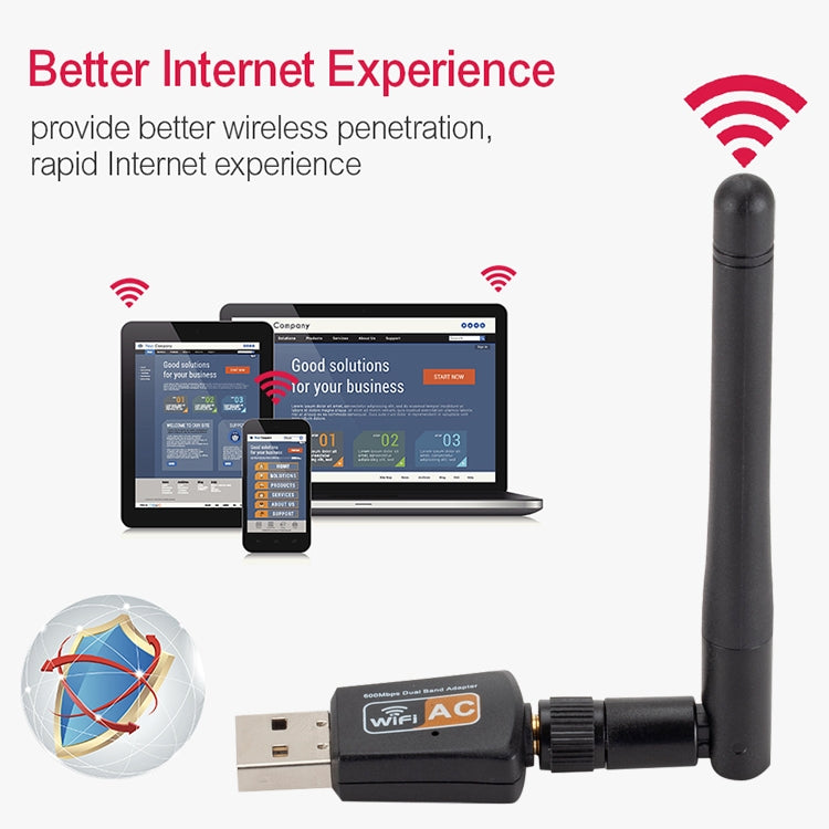 Adattatore WiFi USB dual band 600 Mbps con antenna esterna - immagine 5