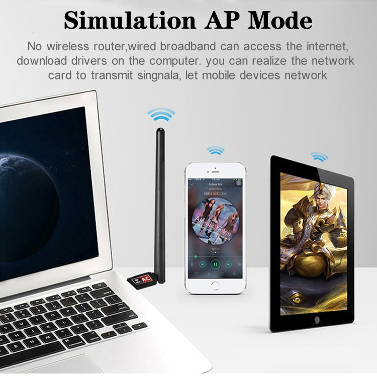 Adattatore WiFi USB dual band 600 Mbps con antenna esterna - immagine 8