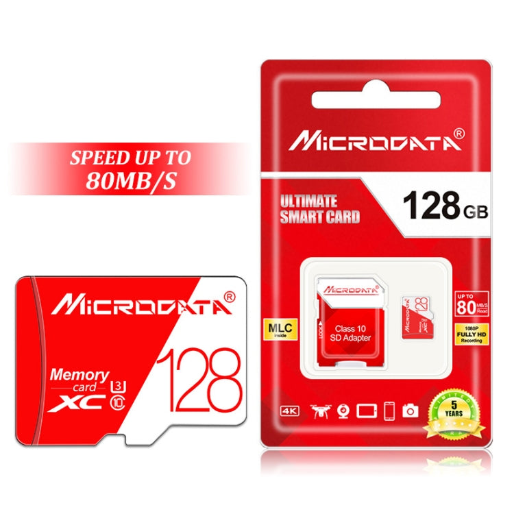 Scheda memoria MicroSD 128GB U3 MicroDATA rossa e bianca