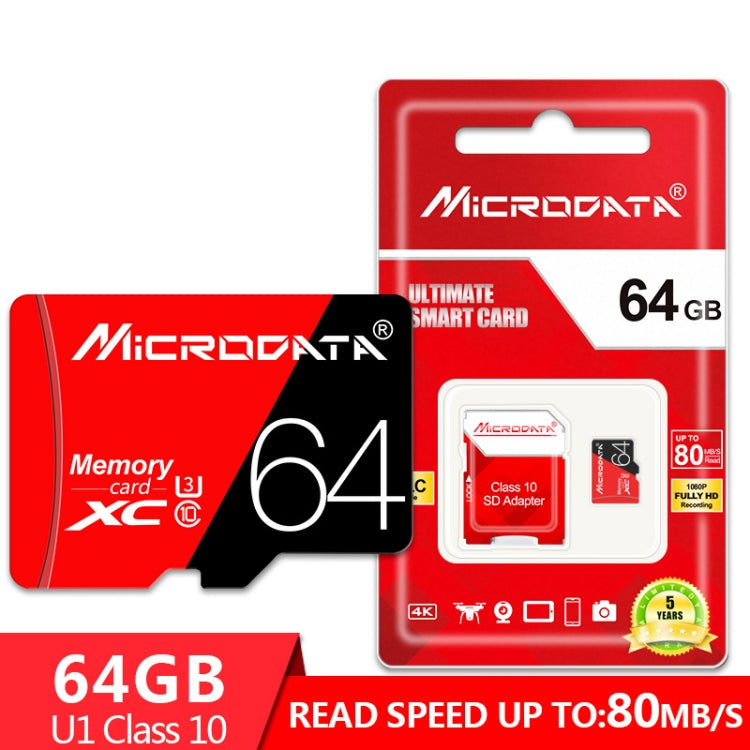Scheda memoria MicroSD 64GB U3 Microdata rossa e nera