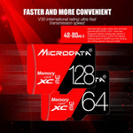 Scheda memoria MicroSD 64GB U3 Microdata rossa e nera