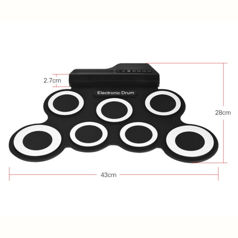 Tamburo elettronico USB portatile con rotolo a mano in silicone, USB Electronic Drum(Black), Electronic Drum(Green)