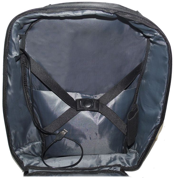 Zaino multifunzione antifurto imbottito con combinazione USB nero MOB1020