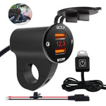 Caricabatterie doppio QC3.0 per moto con voltmetro 30W