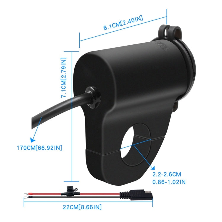 Caricabatterie doppio QC3.0 per moto con voltmetro 30W