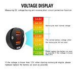 Caricabatterie doppio QC3.0 per moto con voltmetro 30W