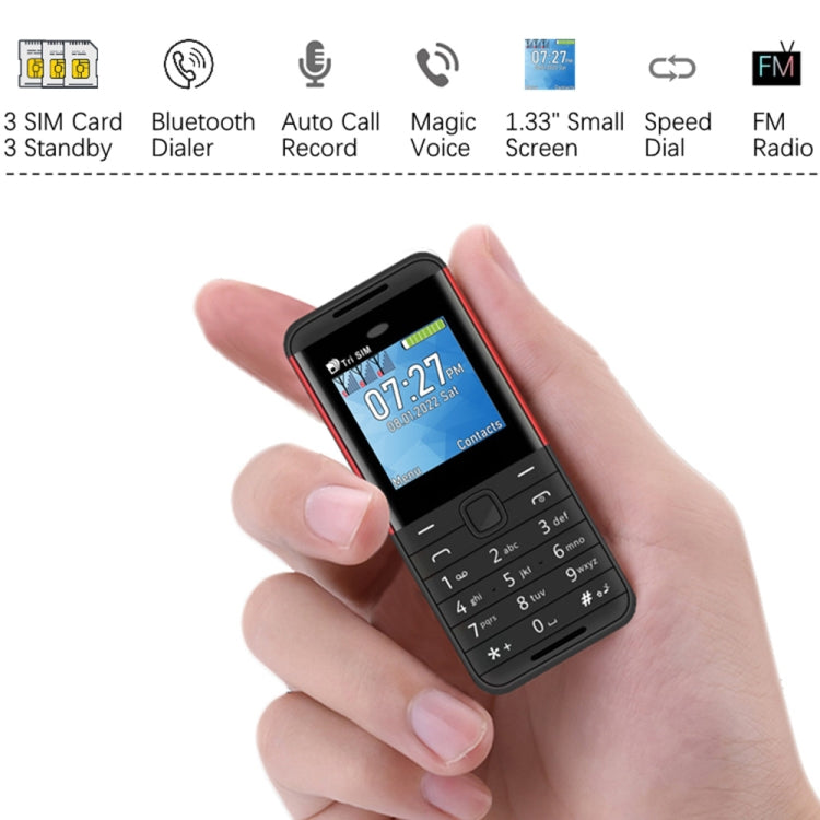 Telefono GSM 1,33" MTK6261D con Bluetooth e tripla SIM