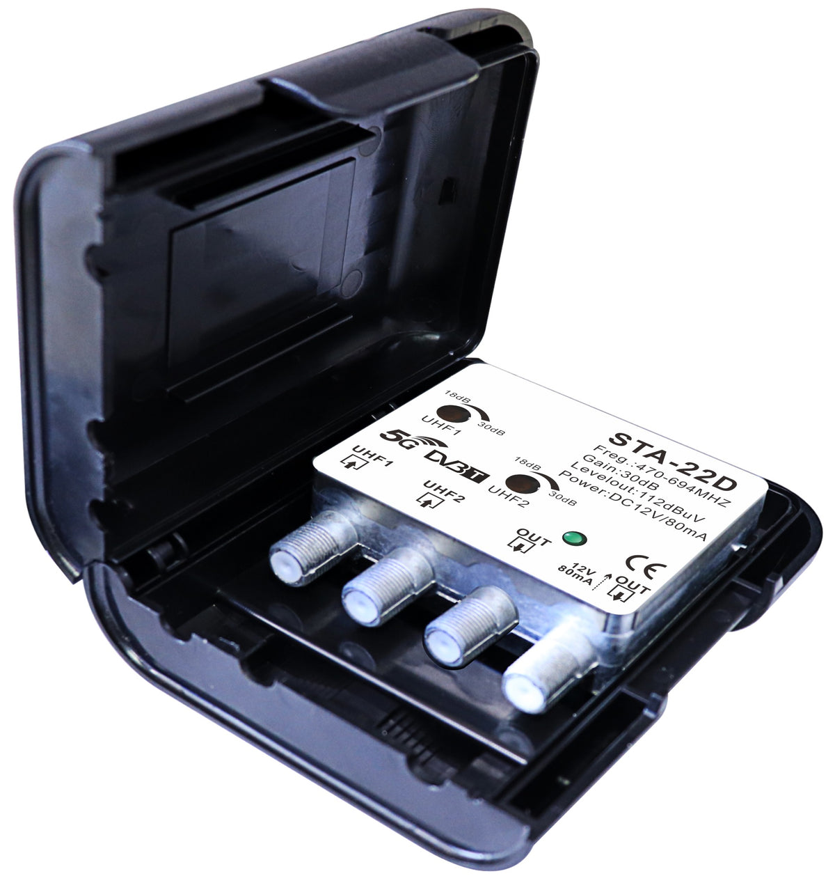 Amplificatore da palo TV WEB STA-22D, 2 ingressi UHF e filtro 5G - immagine 2