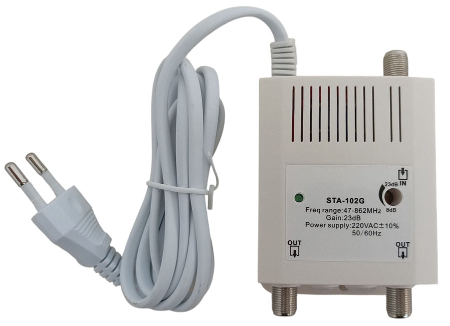 Amplificatore antenna TV STA-102G con 1 ingresso e 2 uscite
