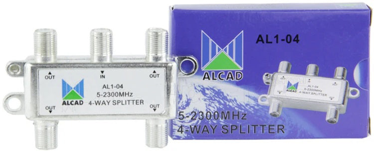 Splitter satellitare Alcad AL1-04 a 4 uscite, 5-2300 MHz