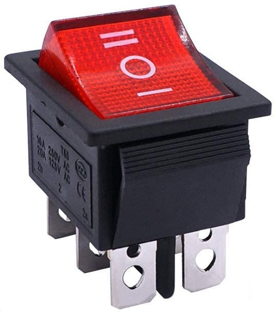 Interruttore a bilanciere DPDT ON/OFF/ON 6 Pin con luce LED nero