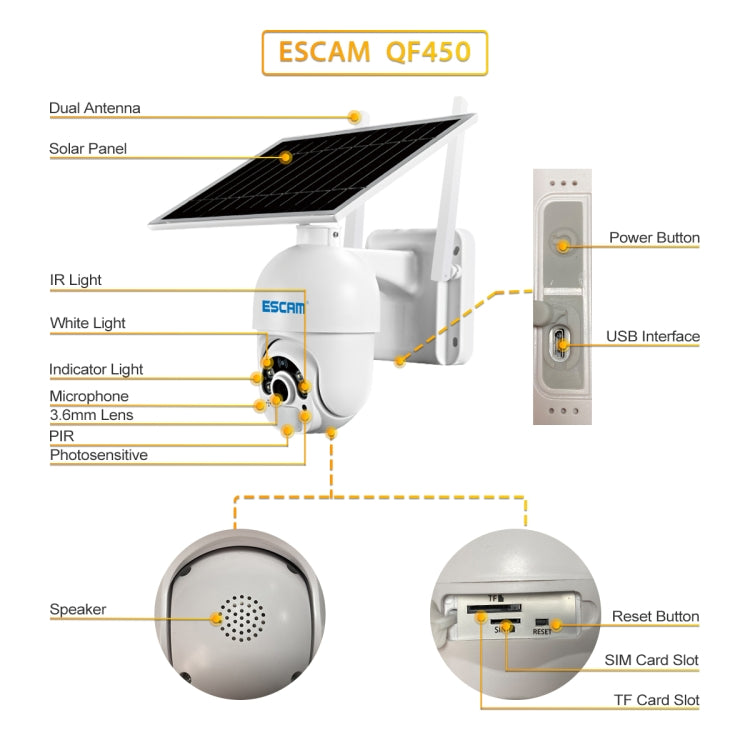 Telecamera IP solare ESCAM QF450 4G con video 1080p - immagine 12