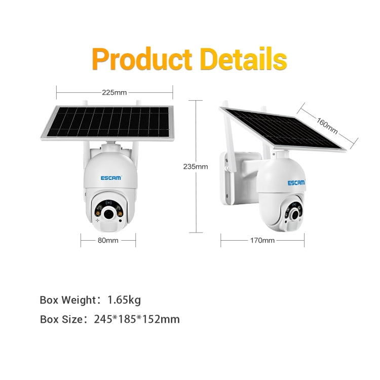 Telecamera IP solare ESCAM QF450 4G con video 1080p - immagine 13