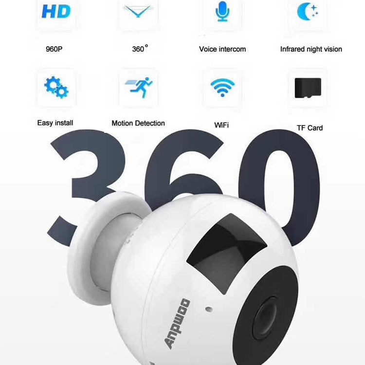 Telecamera IP WiFi MN003 panoramica 360° HD 960P - immagine 6