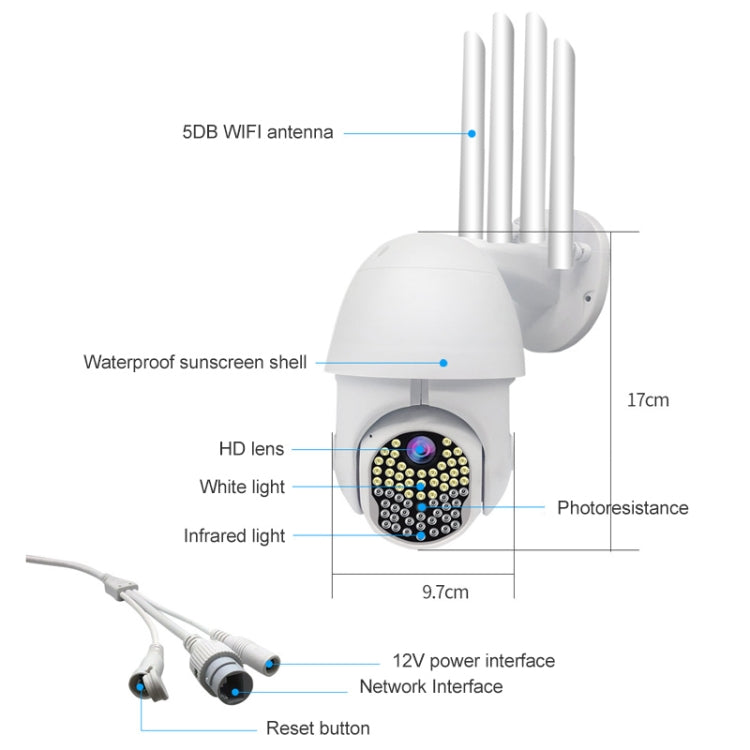 Telecamera IP WiFi 1080p PTZ con visione notturna e rilevamento - immagine 4