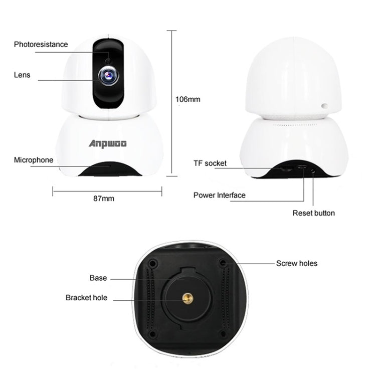Telecamera di sicurezza WiFi Anpwoo YT003 Full HD 1080P - immagine 4