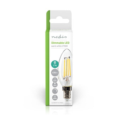 Lampada LED retrò regolabile a filamento E14 | Candela | 4.8 W | 470 lm ND202 LEDBDFE14CAN02 5412810267910
