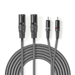 Cavo audio XLR 2x maschio a 3 pin XLR - 2x maschio RCA 1.5 m grigio