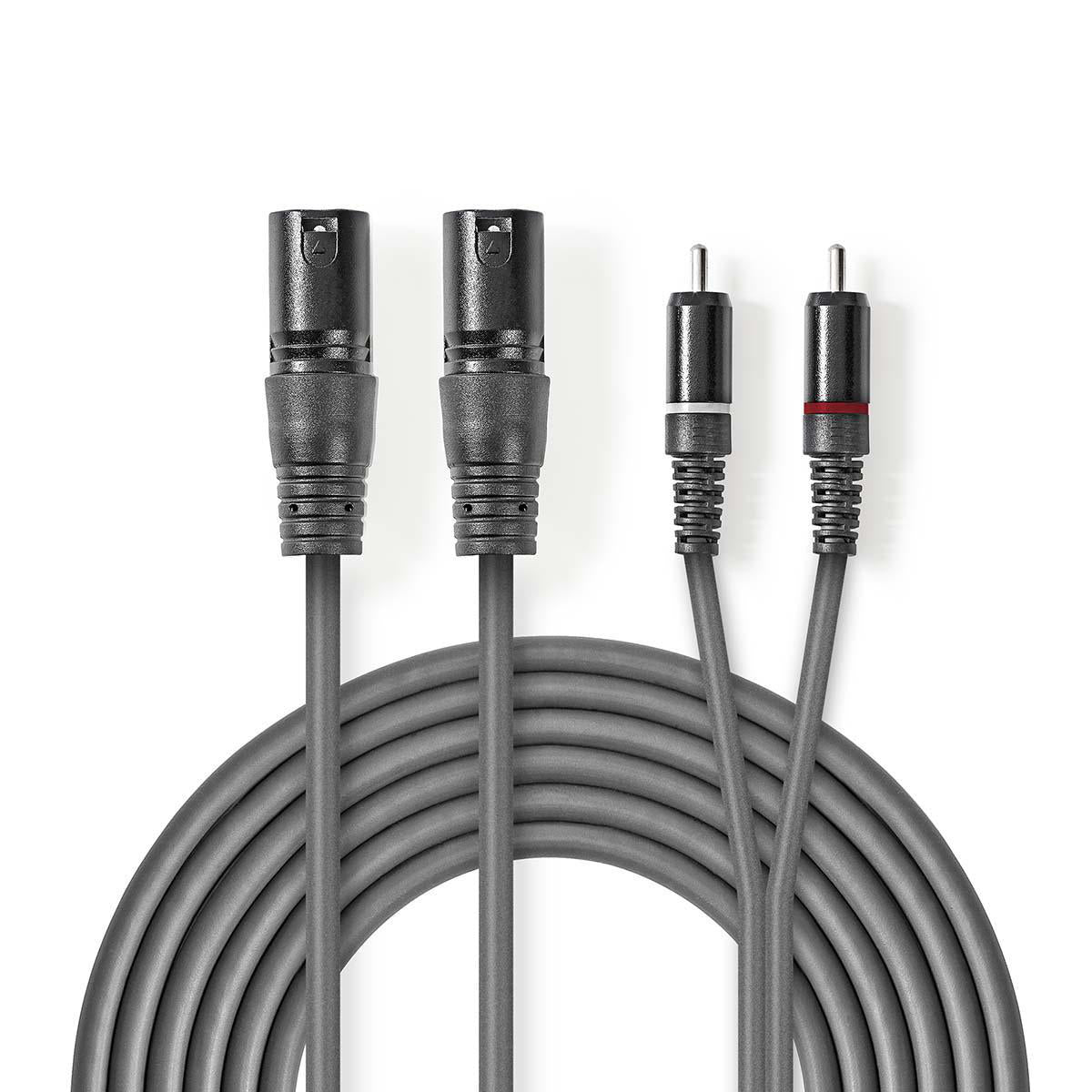 Cavo audio XLR 2x maschio a 3 pin XLR - 2x maschio RCA 1.5 m grigio