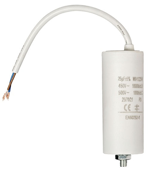 Condensatore 25uf 450 V con cavo 250 mm