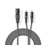 Cavo audio XLR maschio 3 pin a 2x RCA maschio 1.5m grigio