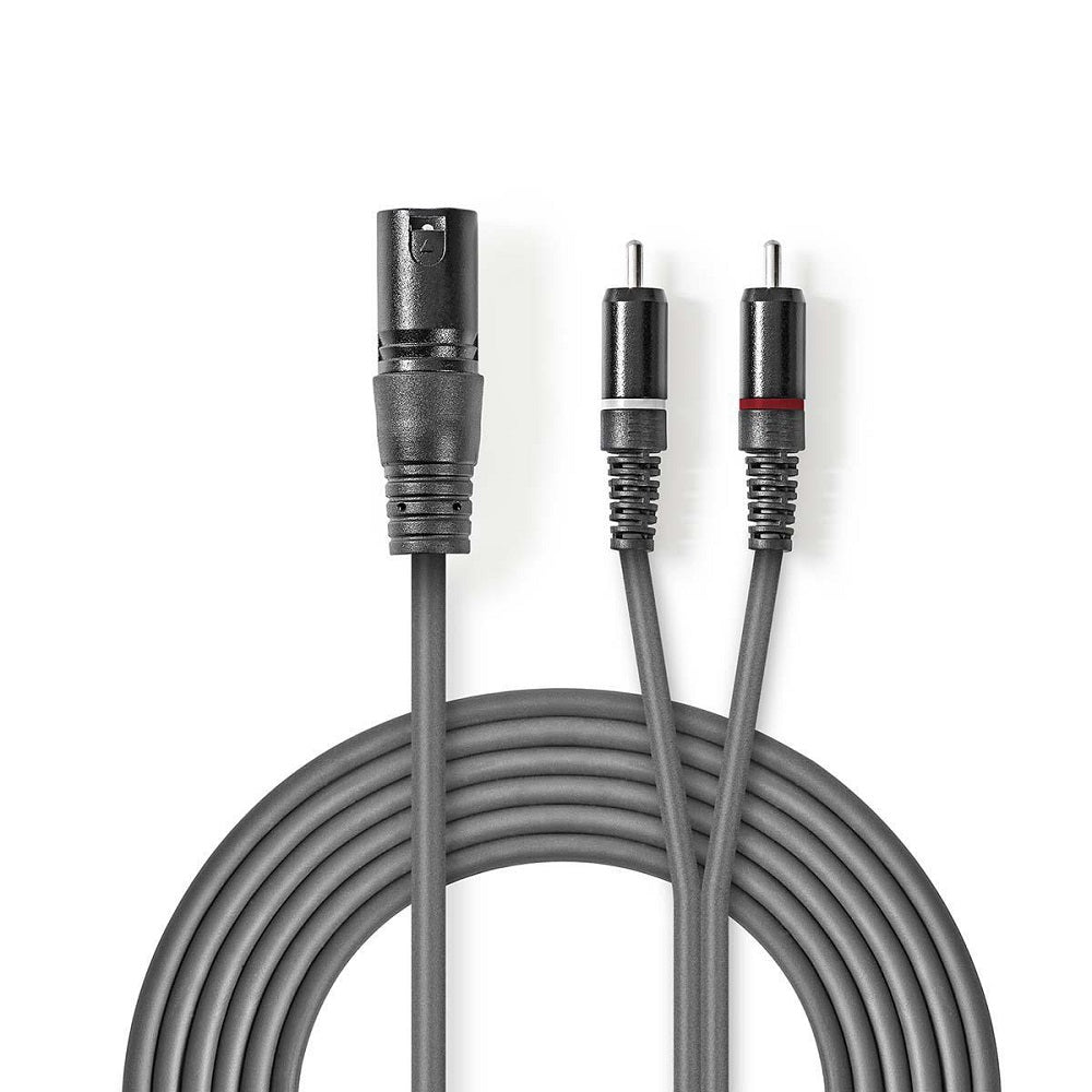 Cavo audio XLR maschio 3 pin a 2x RCA maschio 1.5m grigio