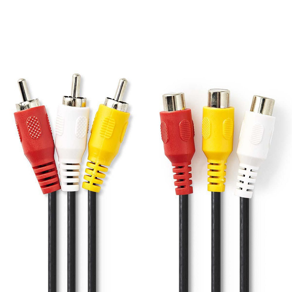 Cavo video composito 3x RCA maschio-femmina 2m nero