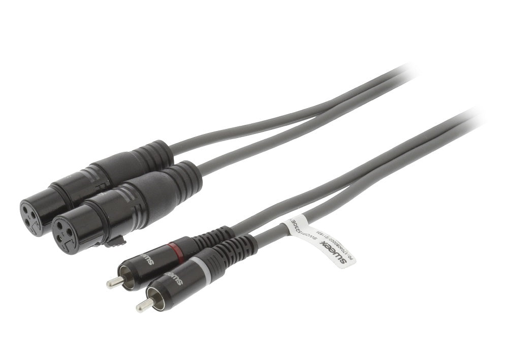 Cavo stereo 2x XLR 3-Pin femmina a 2x RCA maschio 3m
