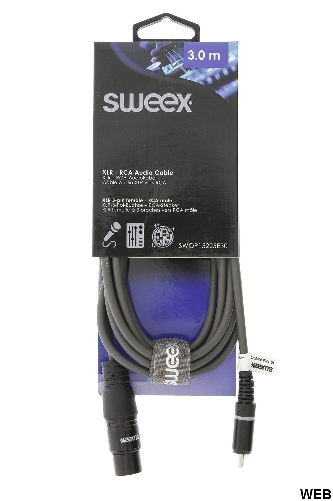 Monocavo XLR 3pin femmina-RCA Maschio 3m Sweex SWOP15225E30 8717534024946 ND9620