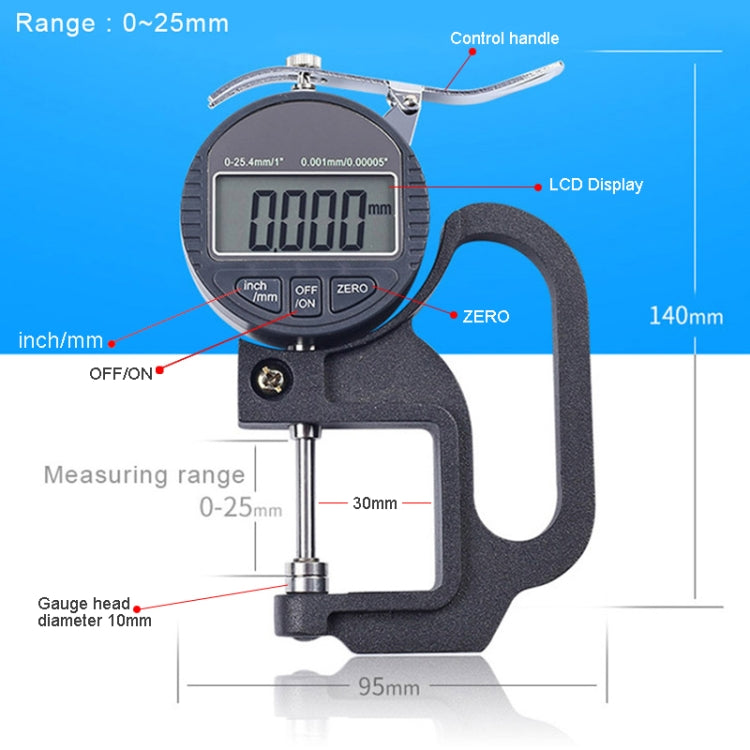 Calibro digitale per spessore 0-25 mm con display LCD - immagine 10