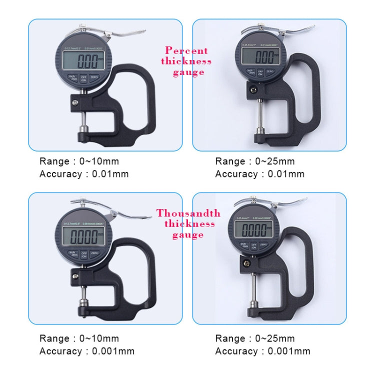 Misuratore di spessore digitale 0-25 mm con display LCD - immagine 5