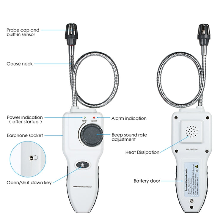 Rilevatore portatile di gas combustibile GM8800B con collo d’oca - immagine 6