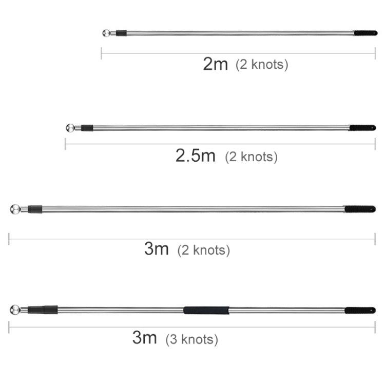 Bastone telescopico 3m in acciaio inox con 3 nodi