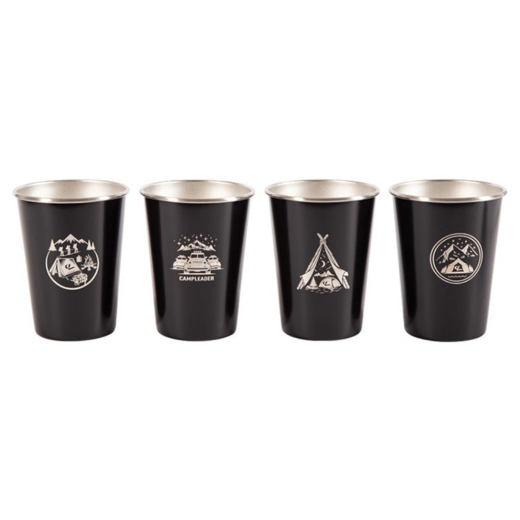 Set 4 tazze pieghevoli in acciaio inox 350 ml