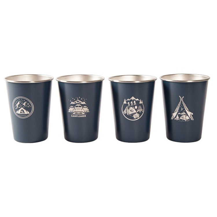 Set 4 tazze pieghevoli in acciaio inox 350 ml