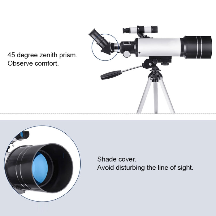 Telescopio astronomico 16x-66x70 con treppiede bianco