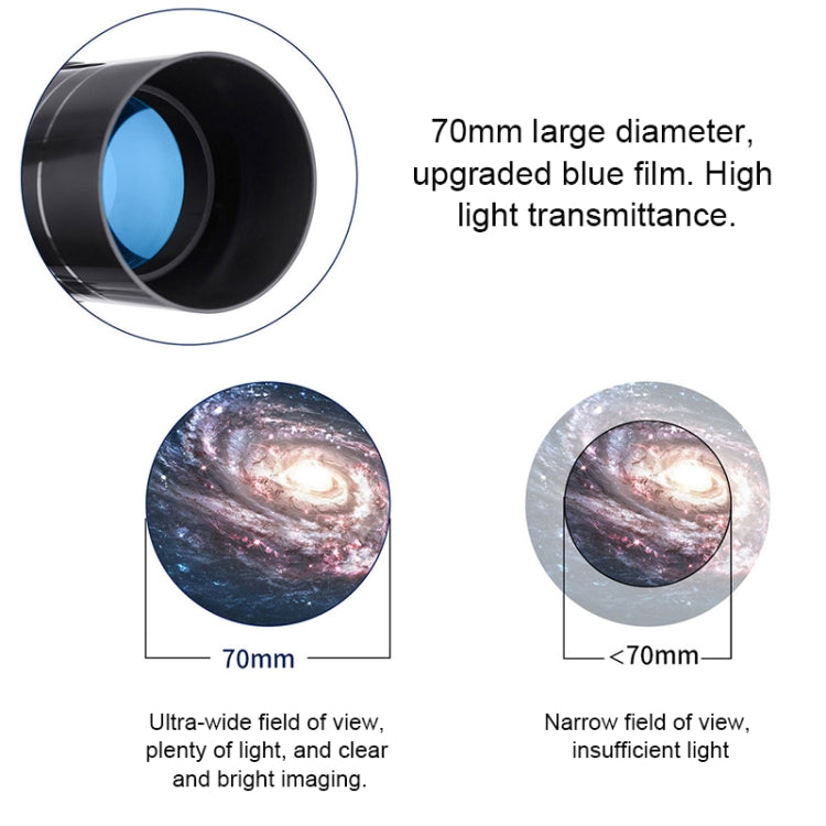 Telescopio astronomico 16x-66x70 con treppiede bianco