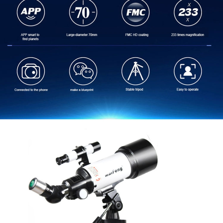 Telescopio astronomico rifrangente 233x70 con treppiede