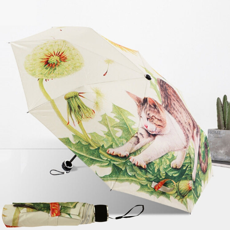 Ombrello parasole anti-UV con nastro argentato a tre pieghe